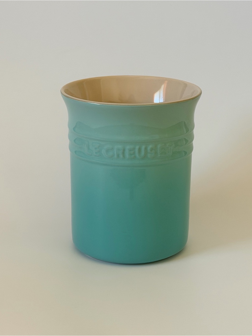 Le Creuset Ceramic Utensil Crock - Caribbean Blue with Cream Interior